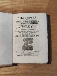 Settecentina Gabbriello Chiabrera Opere ex-libris alle armi Antonio Padula - Foto 1 di 24