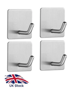 4 Pcs Self Adhesive Hooks, Stick on Hooks Holder for Tea Towel Robe Coat - Picture 1 of 8