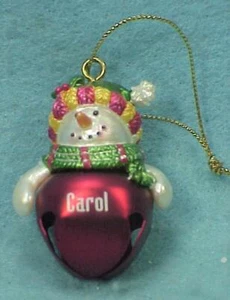 Snowman Jingle Bell Ornament - Girl / Woman Names (A to I)  Many Available - Picture 1 of 1