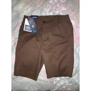 NWT AIOPEOSN -Street Shorts Elastic Waist Casual Chino Shorts Brown Size 30 - Picture 1 of 7