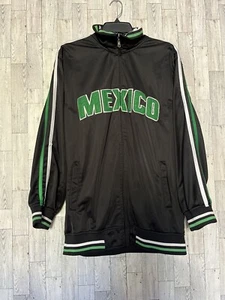 SPORTS MEXICO SOCCER TEAM ZIP TRACK JACKET BLACK GREEN WHITE SZ 10 - Picture 1 of 8