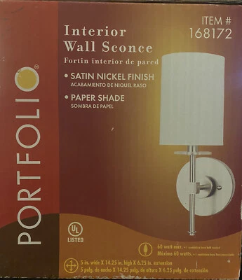 Portfolio Interior Wall sconce Light Satin Nickel Finish - Image 1 of 2