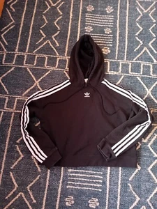 Adidas Original Black, Cropped Hooded Sweatshirt Size 6 - Picture 1 of 4