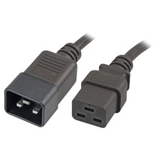 0.5m 50cm IEC C19-C20 Male to Female Mains Power Server Extension Lead - BLACK