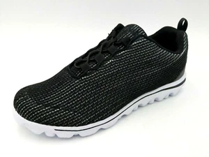 Propet Womens TravelActiv Xpress Sneakers Black White Walking Shoes Size 7W - Picture 1 of 8