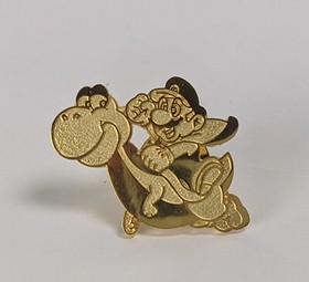 1990 NOA Nintendo Promoci&oacute;n/Empleado Mario Yoshi Dorado NES Bot&oacute;n Pin Insignia