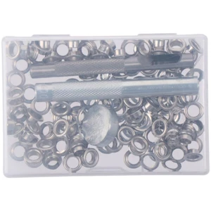 100 Ösen Ösen Set mit Werkzeug & Aufbewahrungsbox - Silber, 6 mm 🧵🔧 - Bild 1 von 7