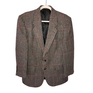 Oakton Ltd Mens Size 42R Sports Coat Multi Color Houndstooth Wool Blazer Vintage - Picture 1 of 13