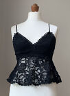 New Look Black Padded Lace Teddy Bra Top With Adjustable Straps Zip Back UK 8