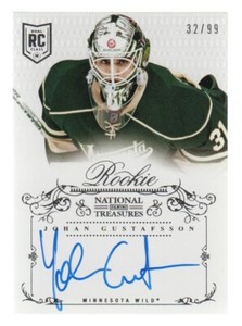 2013-14 National Treasures Hockey #111 Johan Gustafsson RC /99 AUTO