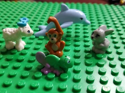LEGO FRIENDS ANIMAL GOLFINHO OVELHA COELHO MACACO CAMALEÃO LOTE DE 5 - Imagem 1 de 4