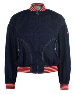 BNWT Pepe Jeans Bobbi Bomber Jacket in Blue Denim Size UK 8 RRP £115 - Picture 1 of 9