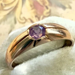 Talla 8 - Elegante anillo vintage de oro rosa 583 14k - Era URSS de Europa del Este #1593 - Imagen 1 de 7