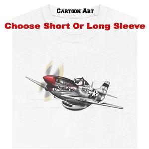 T-Shirt P-51 P51 Mustang 2. Weltkrieg Militär Krieg Flugzeug Cartoon Flugzeug Grafik S-5X - Bild 1 von 7