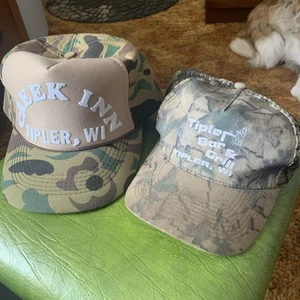 Vintage Bar Hats Snapback Trucker Cap Mens Camo Creek Inn  Tipler  Wisconsin - Picture 1 of 11
