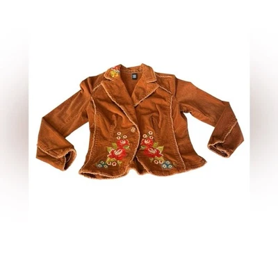 Kikit Jeans Petite New Corduroy Embroidered Floral Blazer Jacket Y2K size L - Image 1 of 4