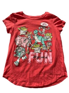 Girls TOY STORY Tee T-SHIRT Lg (10-12) Red Watermelon Woody Jessie Rex Buzz Hamm - Picture 1 of 4