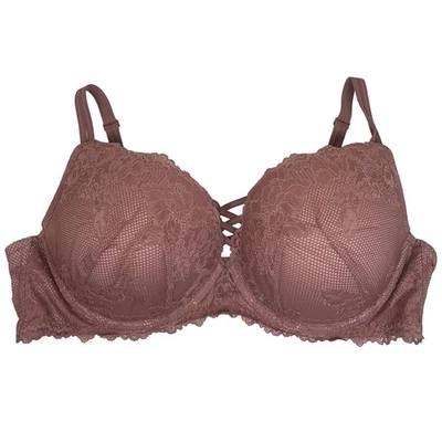 Sujetador Push Up Torrid Curve Encaje XO 42D Lencería Cruzada Floral Rosa Foto 1 de 4