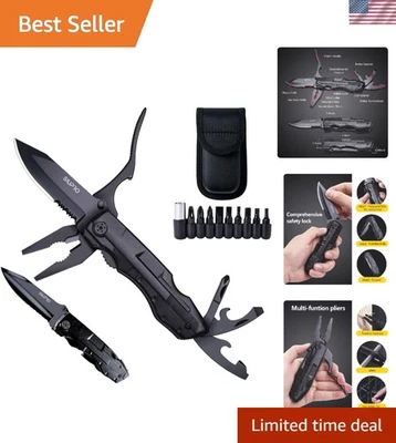 Compact Black Multitool Knife - All-in-One Survival Gear for Outdoor Adventures - Image 1 of 4