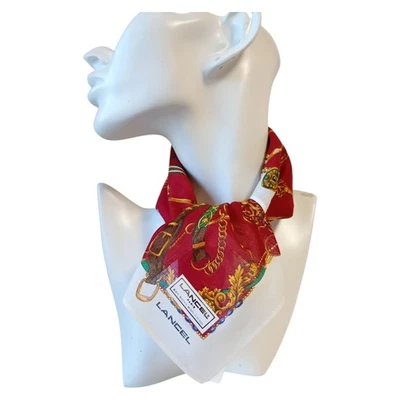 Juego de pañuelos LANCEL 2 piezas rojo y azul 100 % algodón 44 cm hecho en Japón Foto 1 de 4