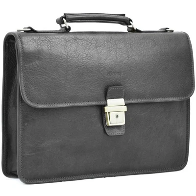 Katana - Cartable en cuir 1 soufflet - noir - 6486 - Photo 1/4