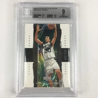 2003-04 Cubierta superior exquisita colección #36 Manu Ginobili 53/225 BGS 9 como nuevo Foto 1 de 4