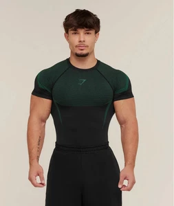 Gymshark Onyx 5.0 v5 Seamless T-Shirt Black/Lift Green GRÖSSE MEDIUM Schneller Versand ✅ - Bild 1 von 3
