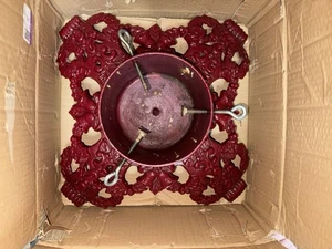 ROTER VINTAGE VIKTORIANISCHER STIL GUSSEISEN CHRISTBAUMSTÄNDER SCHWER in OVP - Bild 1 von 4
