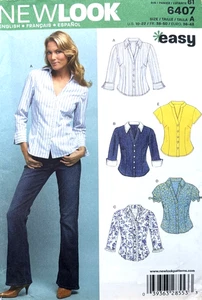 NEW LOOK Sewing Pattern 6407 Misses Button Front Shirt Sizes 10 - 22 - Picture 1 of 2