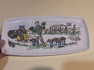 Vintage Koninklijke Goedewaagen Gouda Holland Rectangle Serving Trays Tulips - Picture 1 of 6