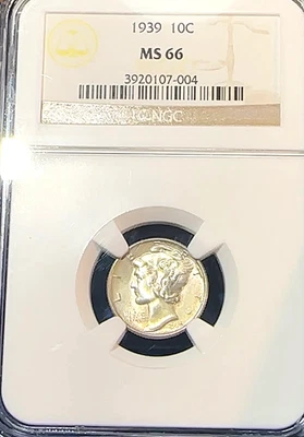 1939 Mercury Dime NGC MS66 White Pristine Best Price Ebay* CHRC - Image 1 of 2