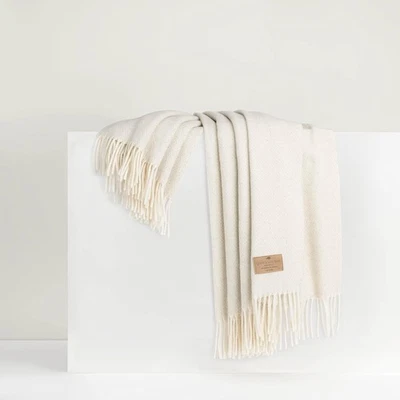 Lands Downunder Heathered Ivory Juno Cashmere Blend Throw - Made in Italy - 51"  - Image 1 of 4