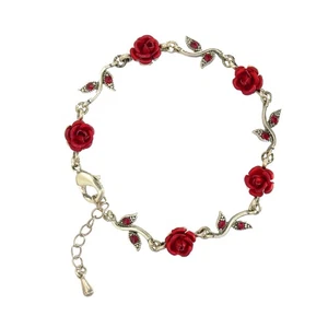 Flower Chain Bracelet Charm Braclets Rose Charms Bracelets - Picture 1 of 10