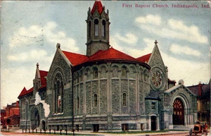 First Baptist Church Indianapolis,Indiana 1909 Postmark Antique Vintage Postcard - Picture 1 of 2