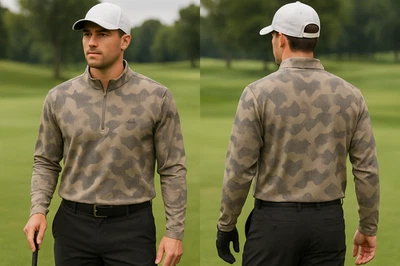 Adidas Men’s 1/4 Zip Go To Layer Large Tan Grey Digital Camo Golf Canada — 第 1/2 张图片