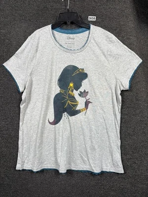 Disney Her Universe Shirt Womens 2 Princess Jasmine Silhouette Floral Graphic Te - Image 1 of 4