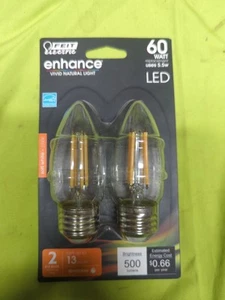 (2) NEW Feit Electric 60W Filament Enhance B10 LED Bulb Dimmable 2700K (1x2pk) - Picture 1 of 2