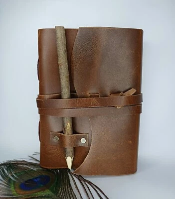 Handmade Genuine buff Leather Journal with Pen Holder l Blank Book l for Him/Her - Image 1 of 4