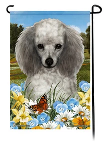 Bandera de jardín flores de verano - caniche plateado - Imagen 1 de 1
