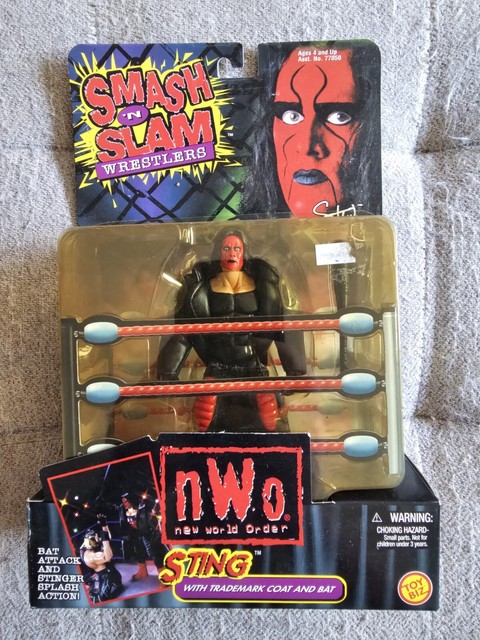 SMASH 'N SLAM Wrestling Ring w/Mean Gene Okerlund NEW MSB Toybiz 1998  WCW/NWO