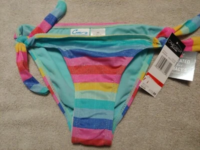 Pantalones de bikini hipster a rayas brillantes multicolor California Waves Foto 1 de 4