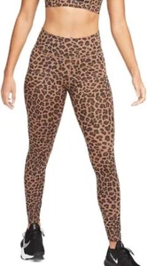 Nike One Brown Leopard Print Mid Rise Tight Fit Full Leggings Sz XS NWT - Picture 1 of 6