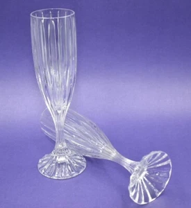 VTG Mikasa Park Lane Fluted Champagne Crystal Glasses 8-5/8" Set Of 2 - Picture 1 of 12