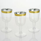 12 5 oz Plastic CLEAR with Gold Rim Champagne Disposable Glasses Party Wedding
