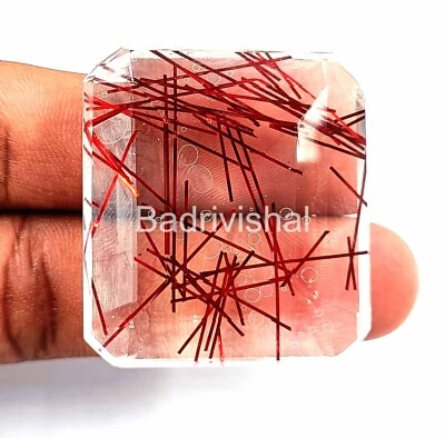 160 Ct IGL Certified Best Red Rutilated Quartz Emerald Cut Loose Gemstone 4JUD - Image 1 of 4
