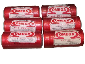 Lot of 6 - Skeins OMEGA 100% Nylon Thread #2 Dark Red & Red - 275 Meters Each - Picture 1 of 3