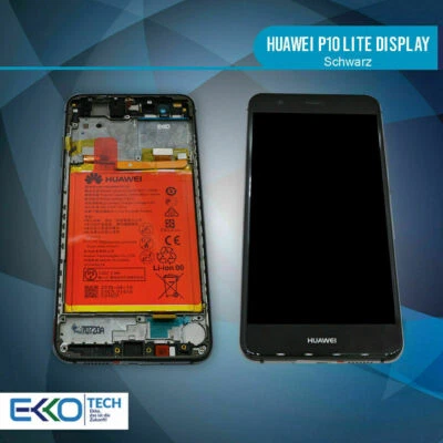 ✅ Huawei P10 Lite LCD Display Bildschirm Schwarz + Akku Rahmen Original Ware ✅ - Bild 1 von 4