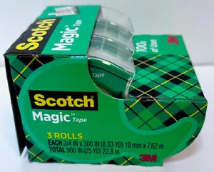 3 ROLLS Scotch Magic Tape 3105 3/4" x 300" Total 900" ONE 3-pack - Picture 1 of 4