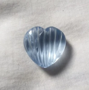 Heart Shape Carve Blue Hydro Quartz Loose Gemstone 52 Carat 24 MM - Picture 1 of 4