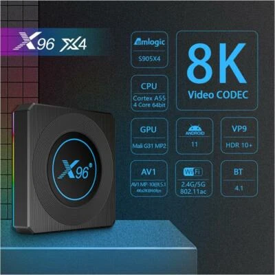 X96 X4 S905X4 Android 11.0 Smart TV Box 4G 32G/64G TV Box WiFi HDR Media player - Image 1 of 4